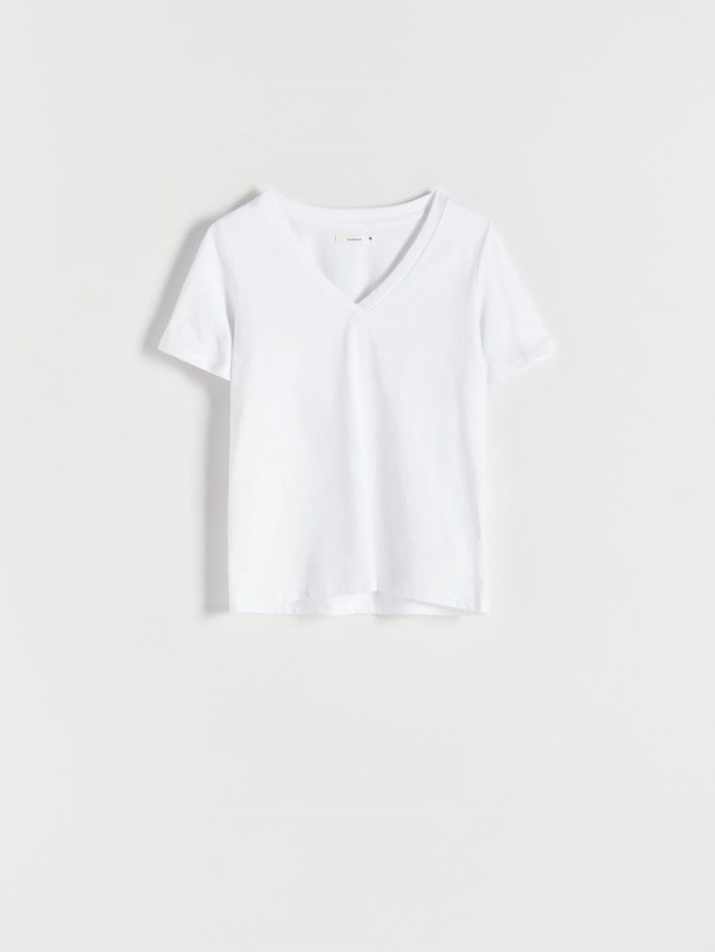 Reserved Katoenen T-shirts Dames Wit | GNVBL-0281