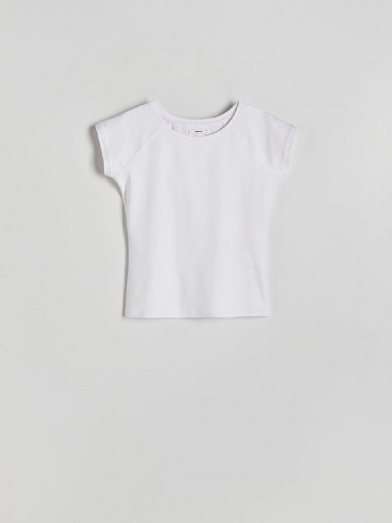 Reserved Katoenen T-shirts Dames Wit | YDSER-5201