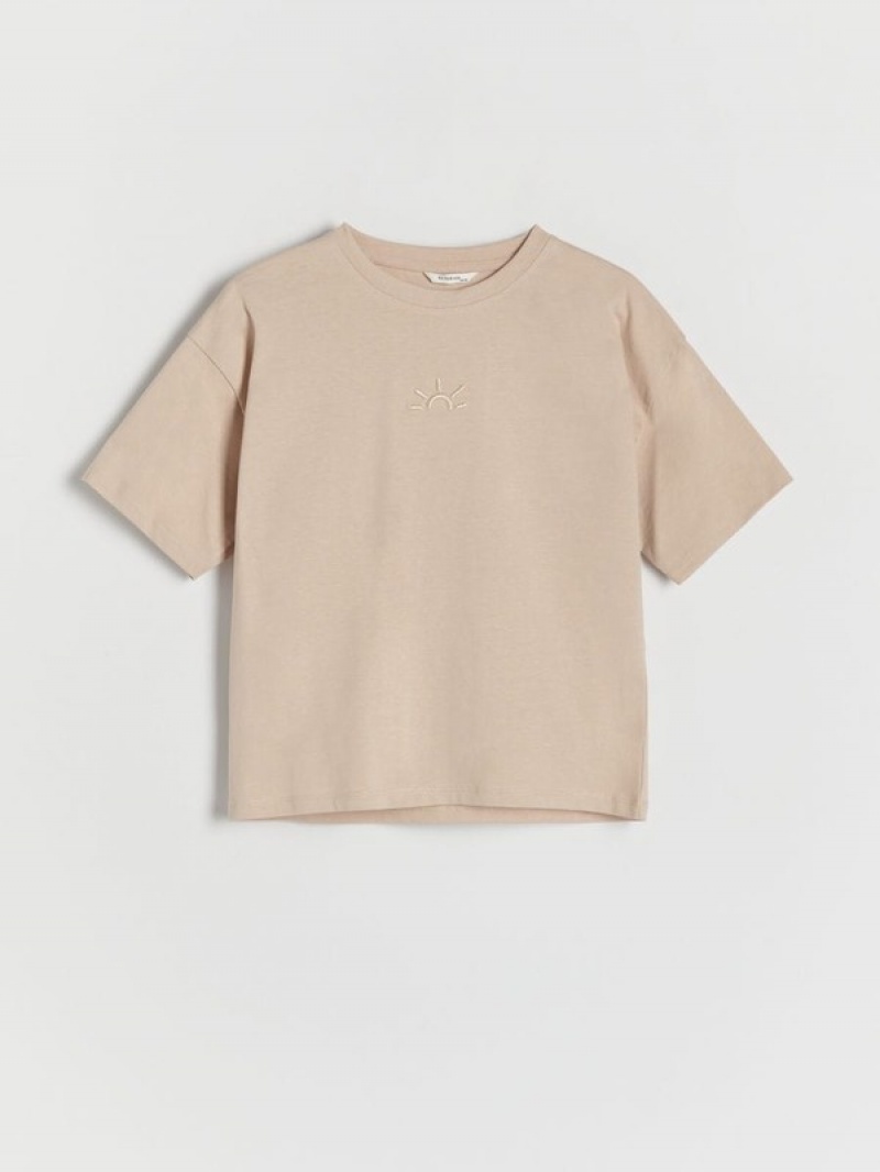 Reserved Katoenen T-shirts Meisjes Beige | PFKOS-9625