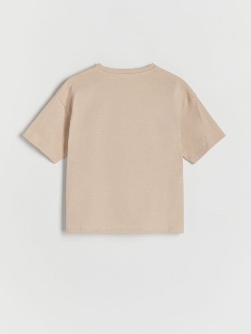 Reserved Katoenen T-shirts Meisjes Beige | PFKOS-9625