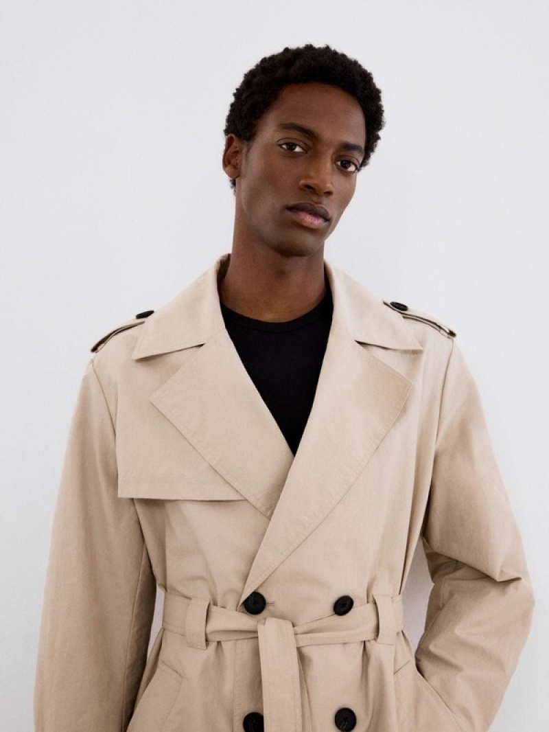 Reserved Klassieke Design Trench Jassen Heren Beige | GQATZ-1542