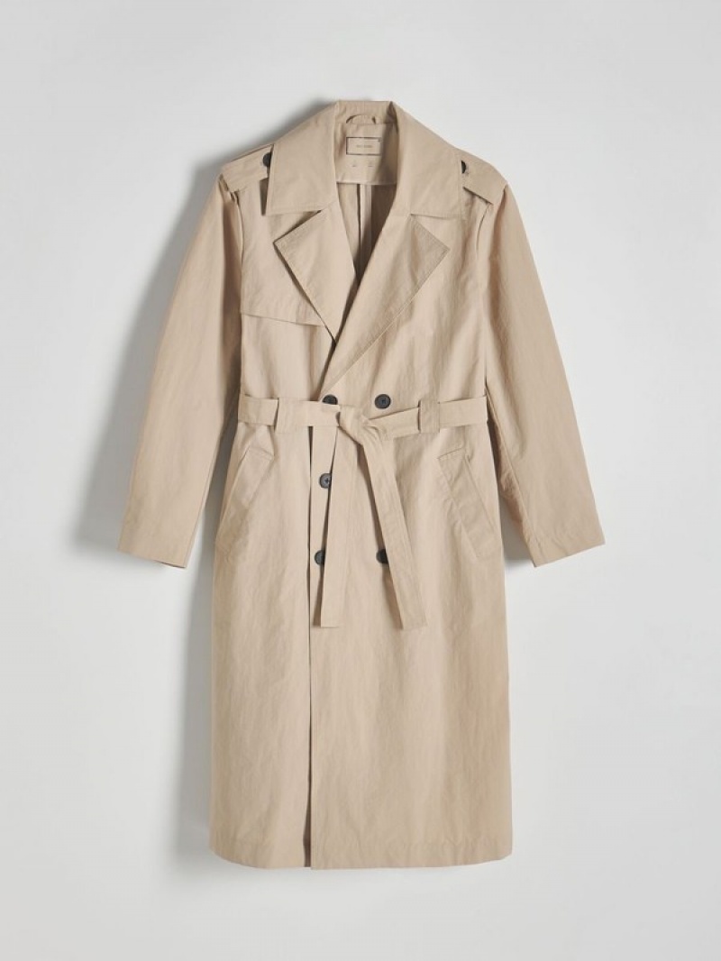 Reserved Klassieke Design Trench Jassen Heren Beige | GQATZ-1542