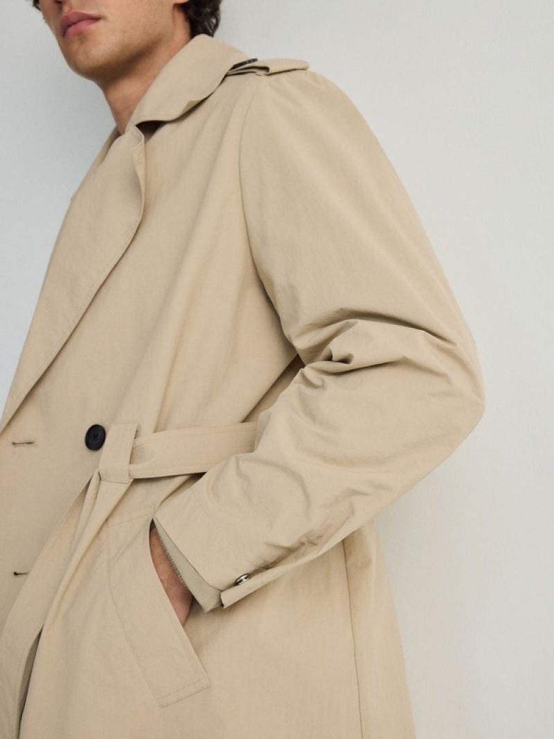 Reserved Klassieke Design Trench Jassen Heren Beige | VZUGH-9860