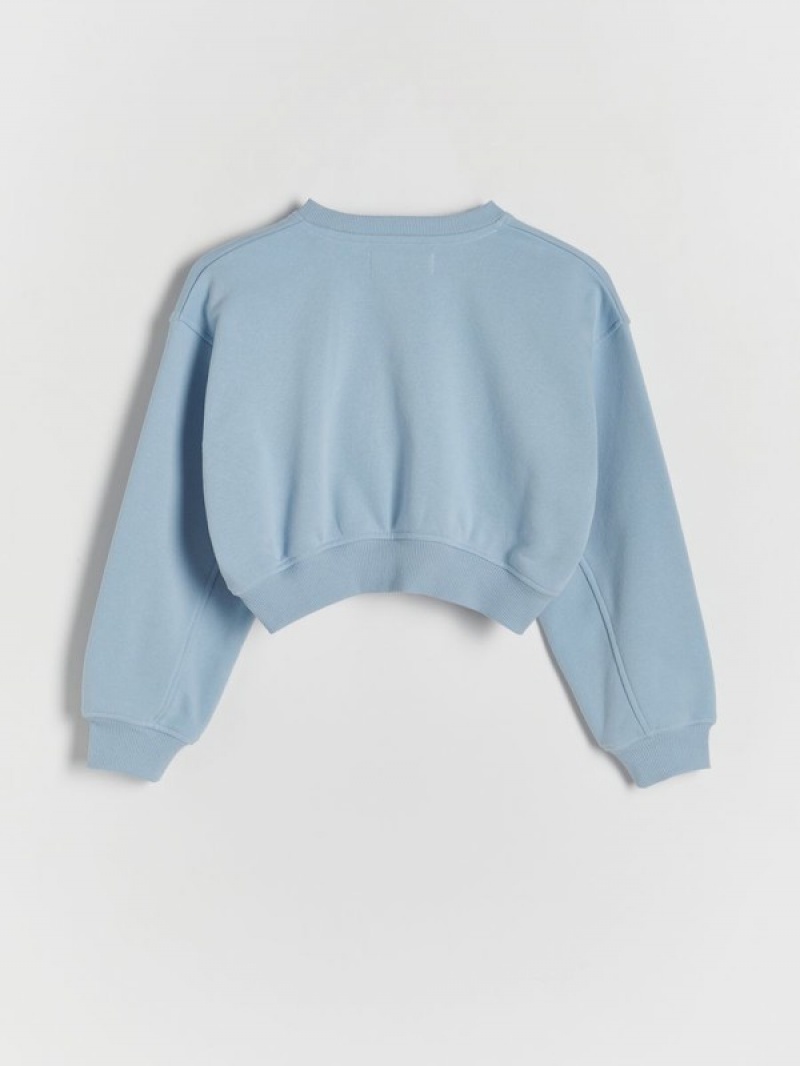 Reserved Kort Printed Sweatshirts Meisjes Blauw | CNUDI-2936