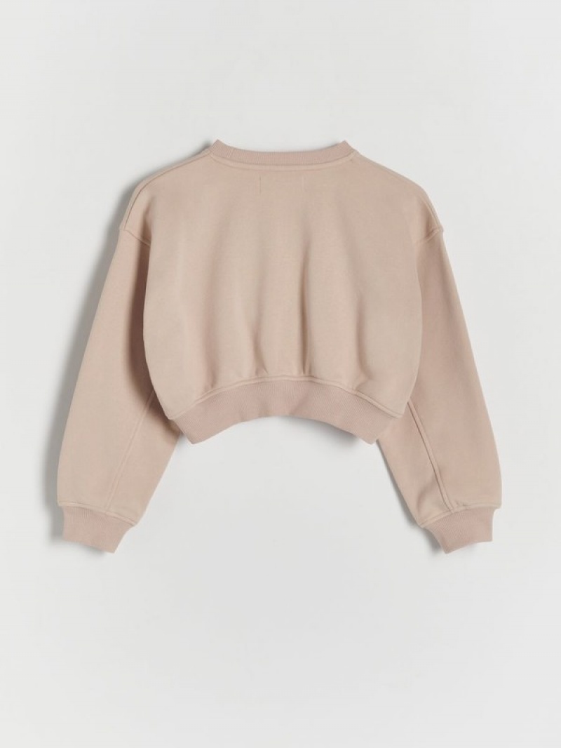 Reserved Kort Printed Sweatshirts Meisjes Beige | KPCEV-5481