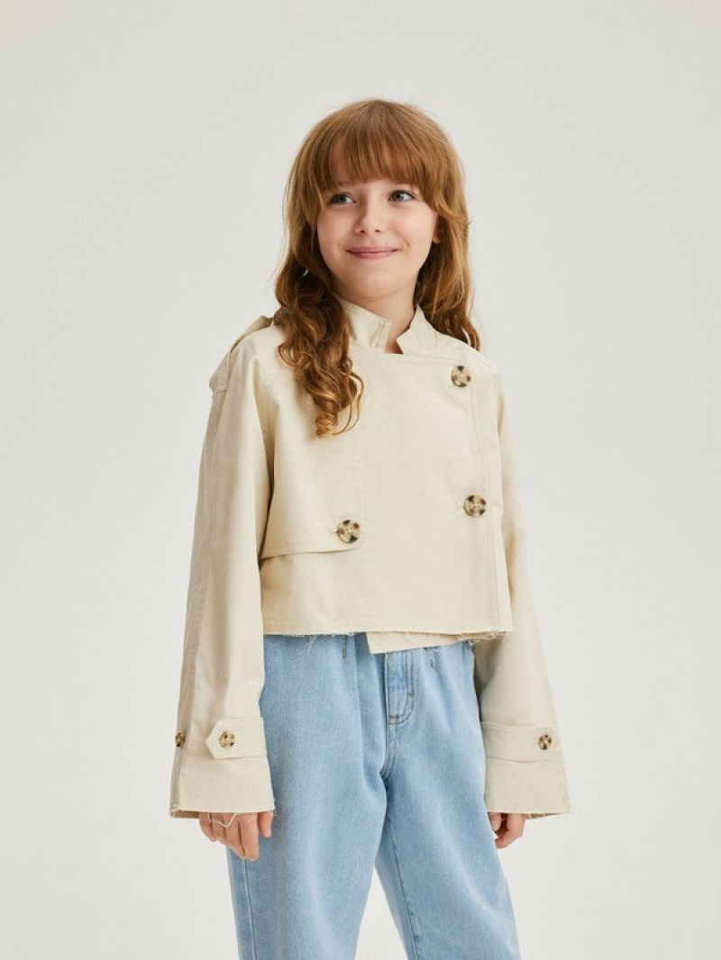 Reserved Kort Trench Jassen Meisjes Beige | DEJOF-5980