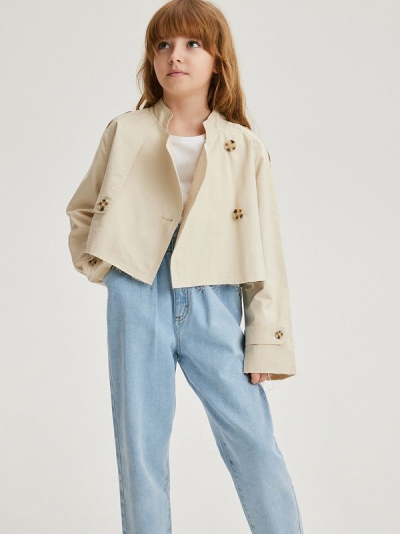 Reserved Kort Trench Jassen Meisjes Beige | DEJOF-5980