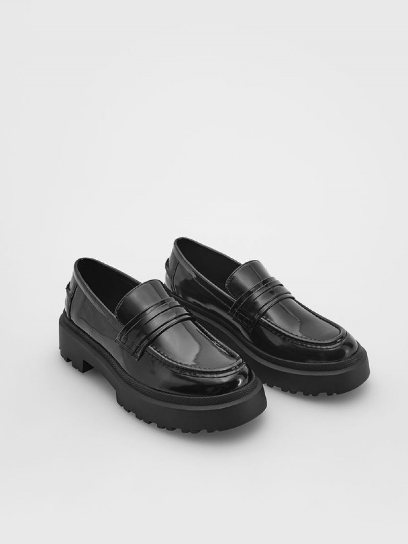 Reserved Lak Loafers Dames Zwart | PFUQW-4089