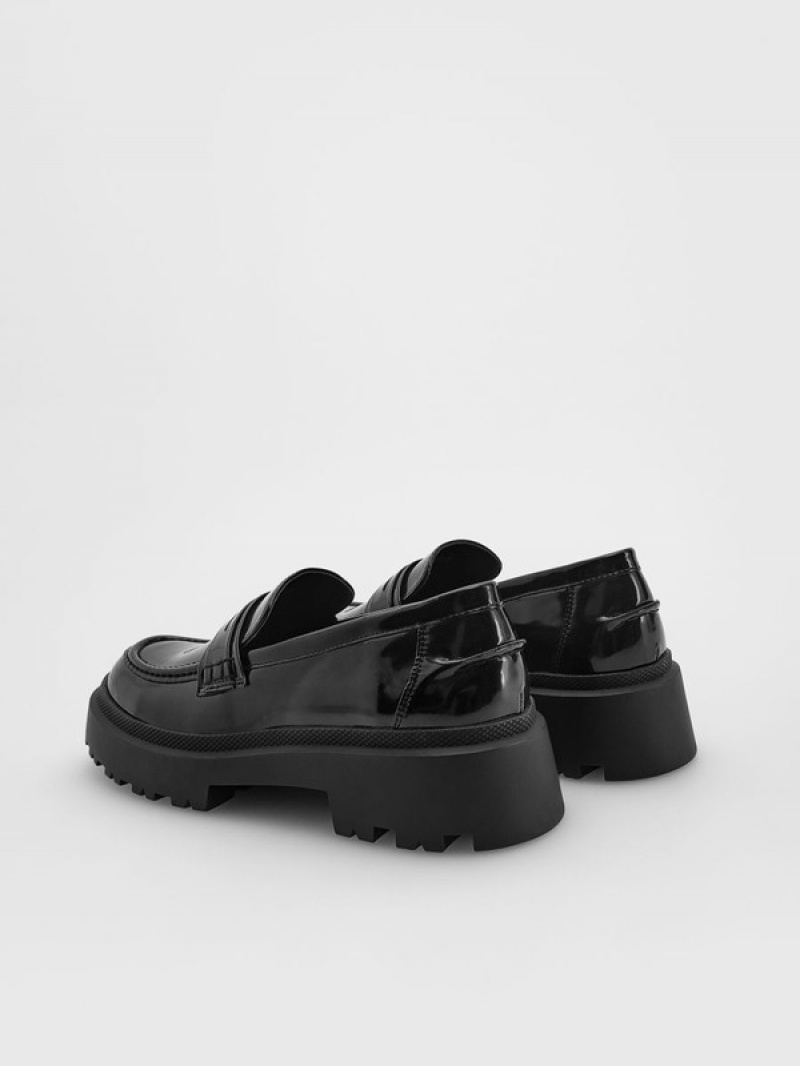 Reserved Lak Loafers Dames Zwart | PFUQW-4089