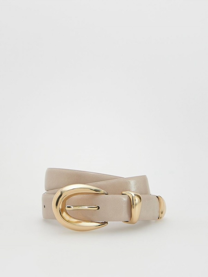 Reserved Leatherbuckle Riemen Dames Beige | XOHQN-1248