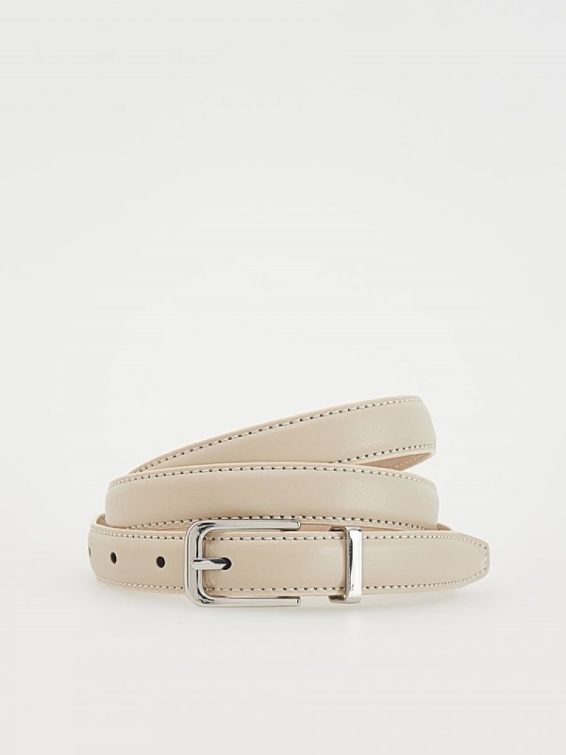 Reserved Leatherbuckle Riemen Dames Beige | FWRYK-5326