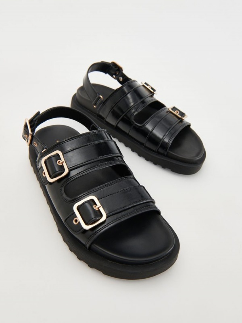 Reserved Leatherbuckles Sandalen Dames Zwart | DRGYS-1507