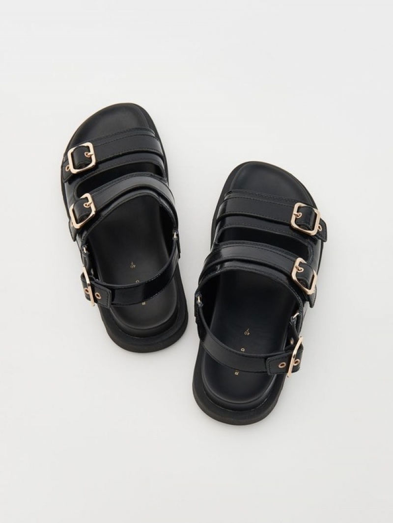 Reserved Leatherbuckles Sandalen Dames Zwart | DRGYS-1507