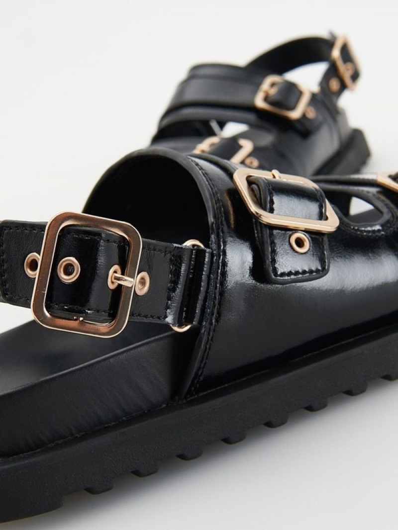 Reserved Leatherbuckles Sandalen Dames Zwart | DRGYS-1507