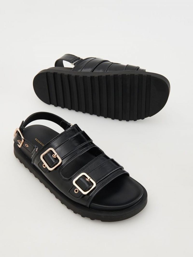 Reserved Leatherbuckles Sandalen Dames Zwart | DRGYS-1507