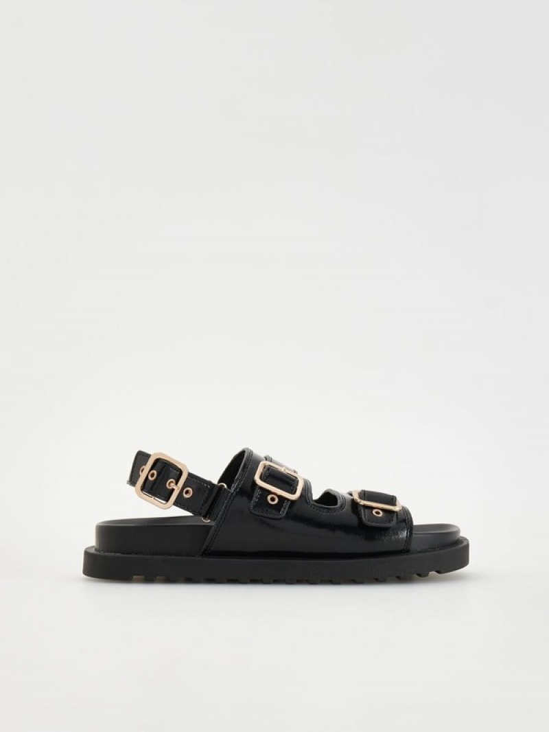 Reserved Leatherbuckles Sandalen Dames Zwart | DRGYS-1507