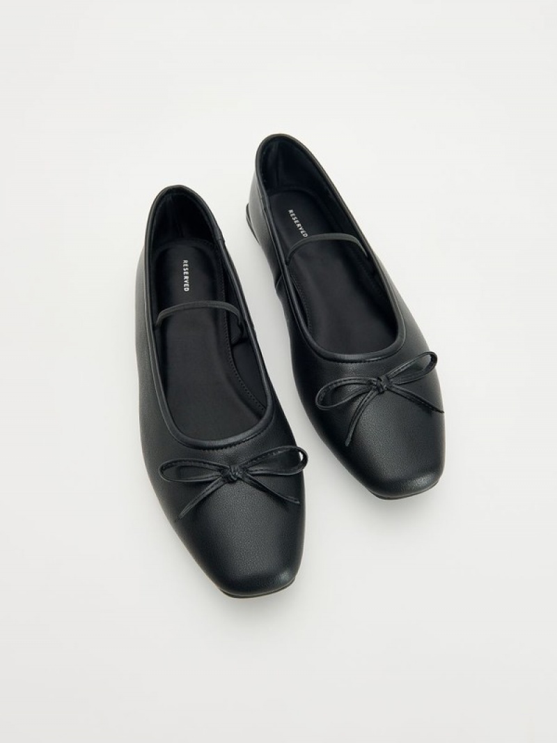 Reserved Leren Ballerinas Loafers Dames Zwart | MRCAP-2759