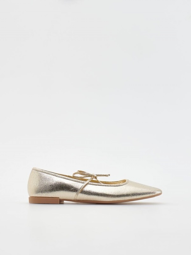 Reserved Leren Ballerinas Loafers Dames Zilver | YFSAV-8253