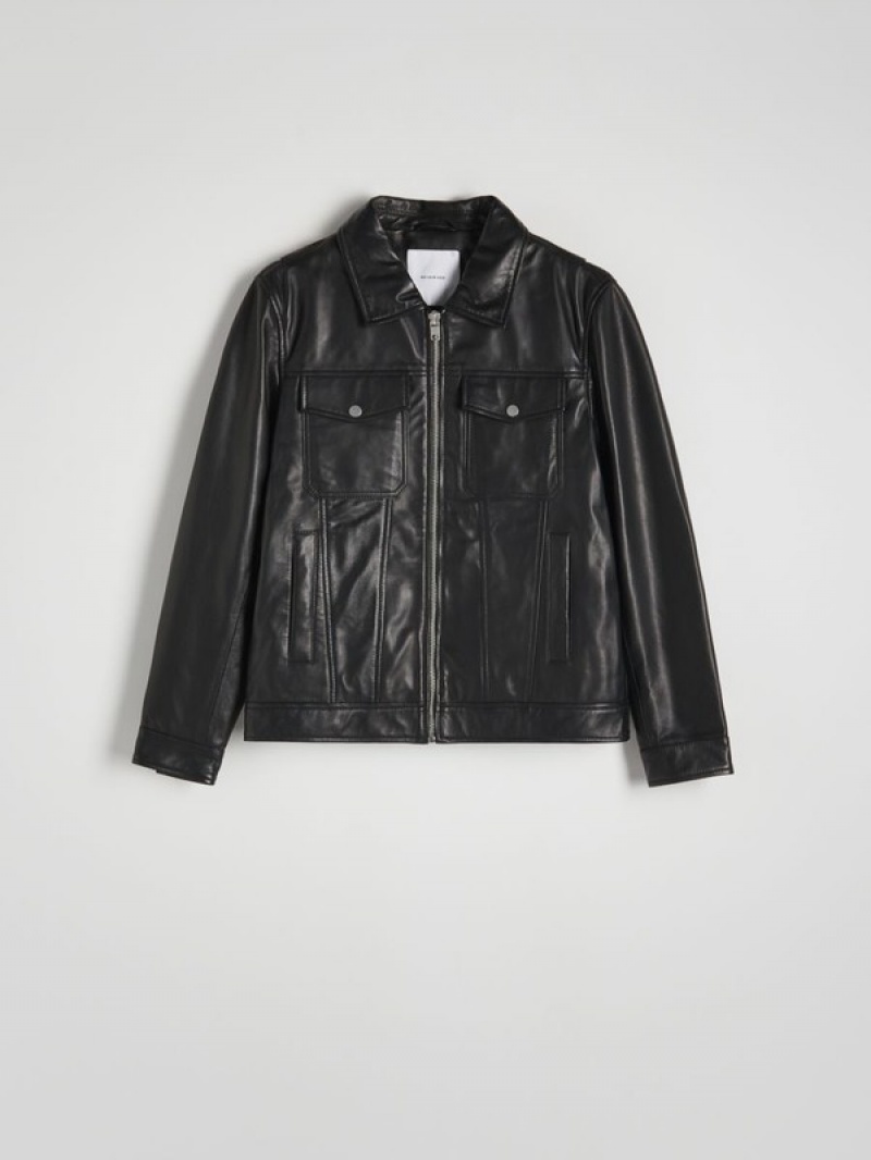 Reserved Leren Biker Jassen Heren Zwart | ZEJBS-7148