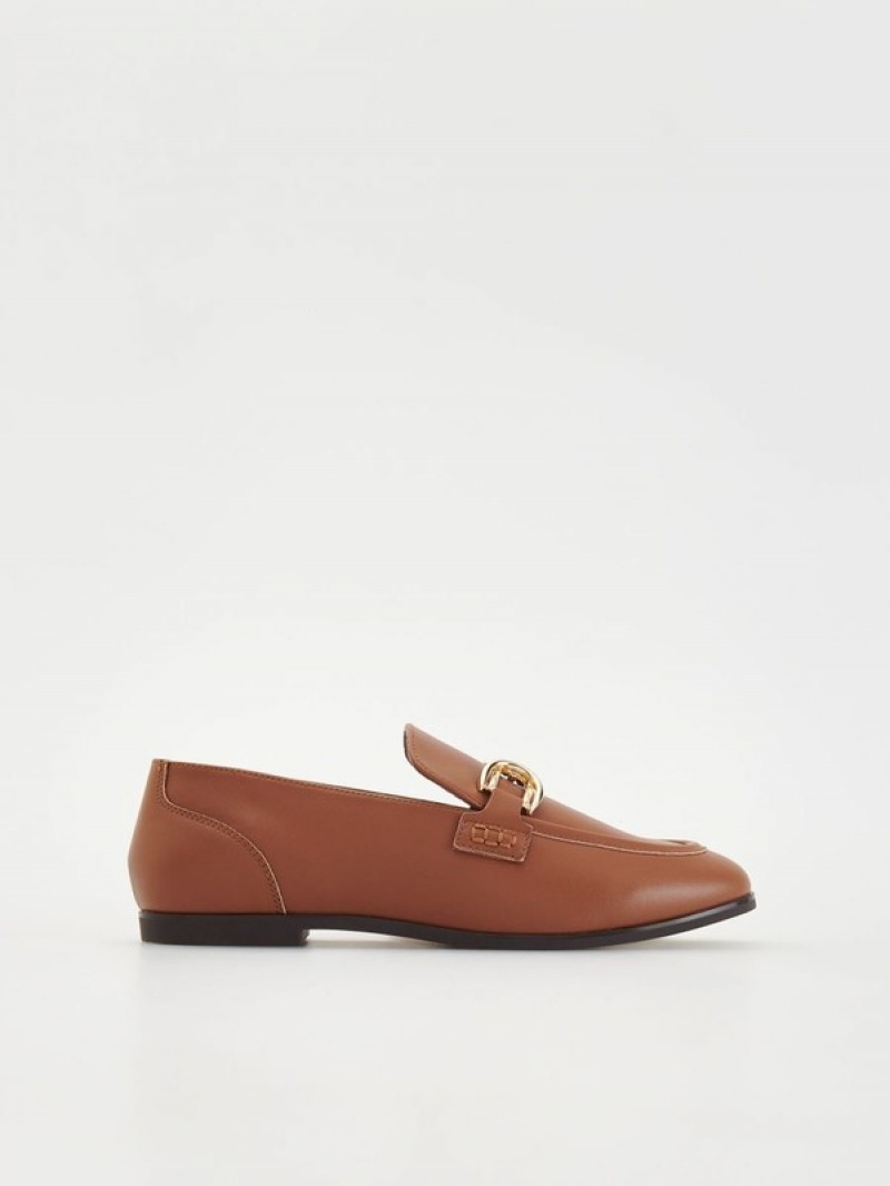 Reserved Leren Loafers Dames Bruin | DSFCQ-3940