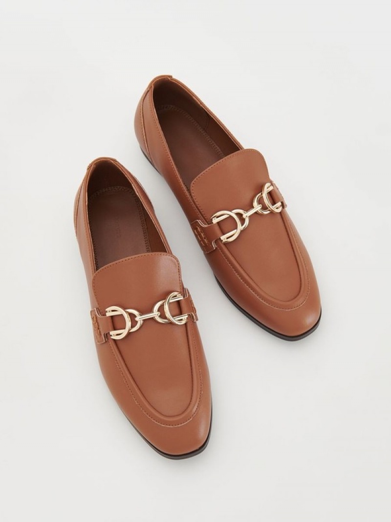 Reserved Leren Loafers Dames Bruin | DSFCQ-3940