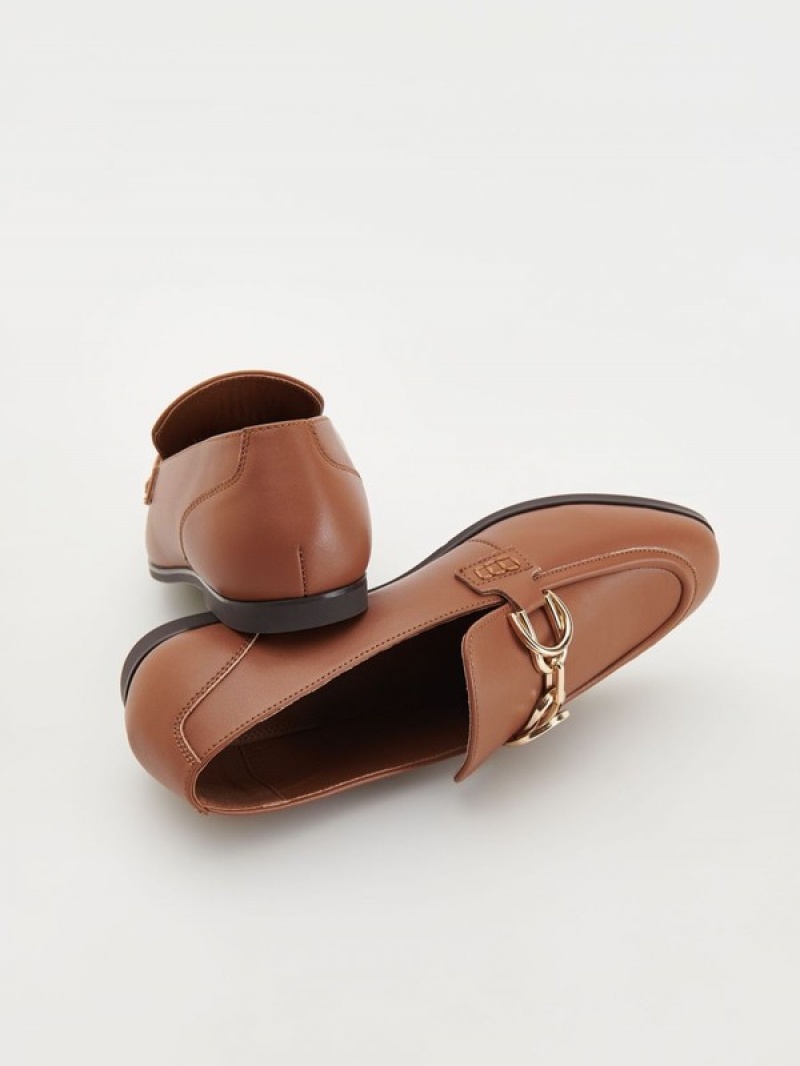 Reserved Leren Loafers Dames Bruin | DSFCQ-3940