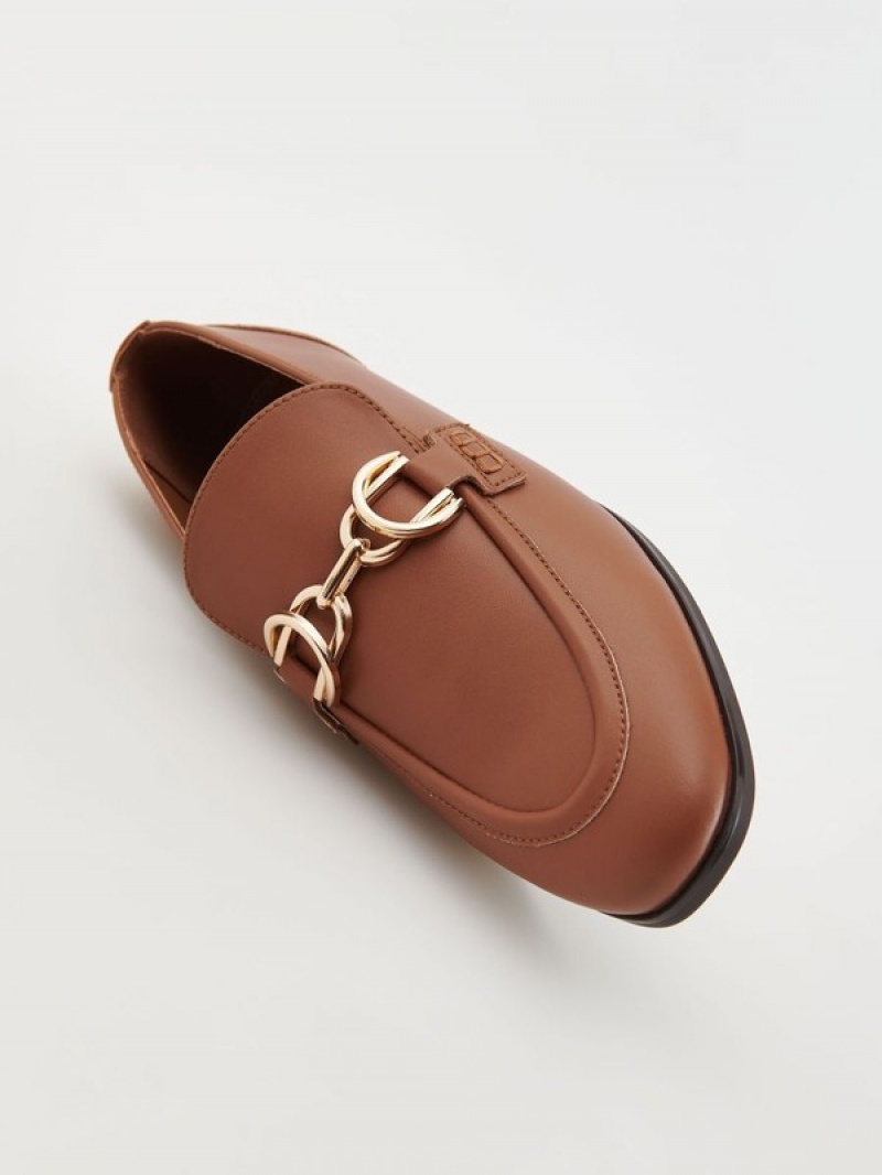 Reserved Leren Loafers Dames Bruin | DSFCQ-3940