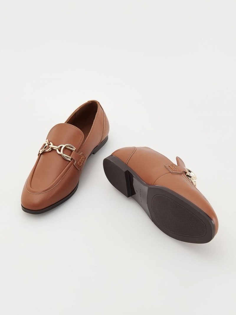 Reserved Leren Loafers Dames Bruin | DSFCQ-3940