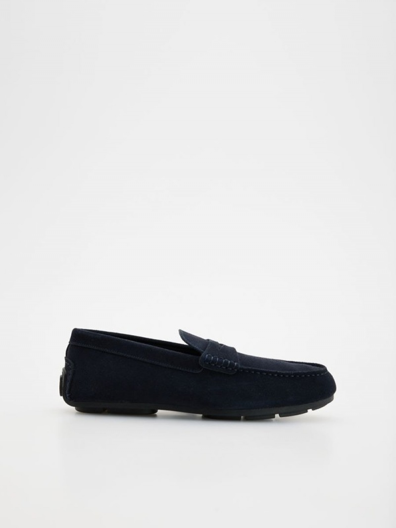 Reserved Leren Schoenen Heren Donkerblauw | EPQTB-3597