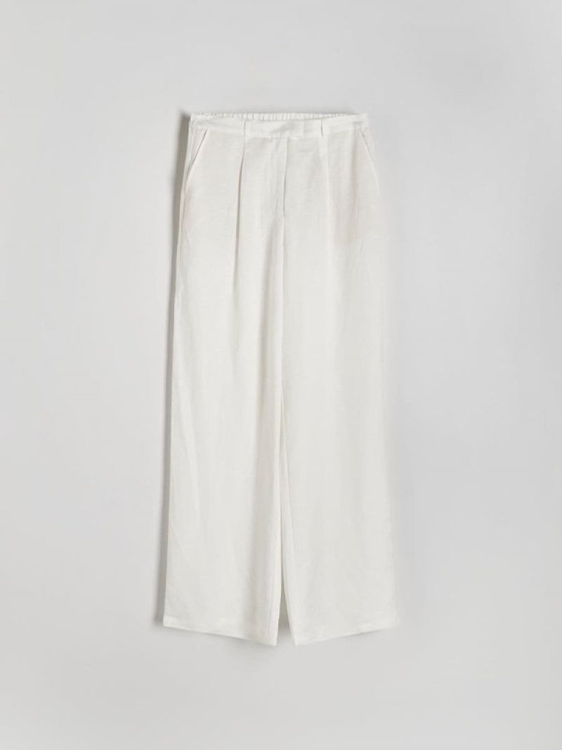 Reserved Linen And Viscose Blend Broek Dames Wit | WIXNS-1230