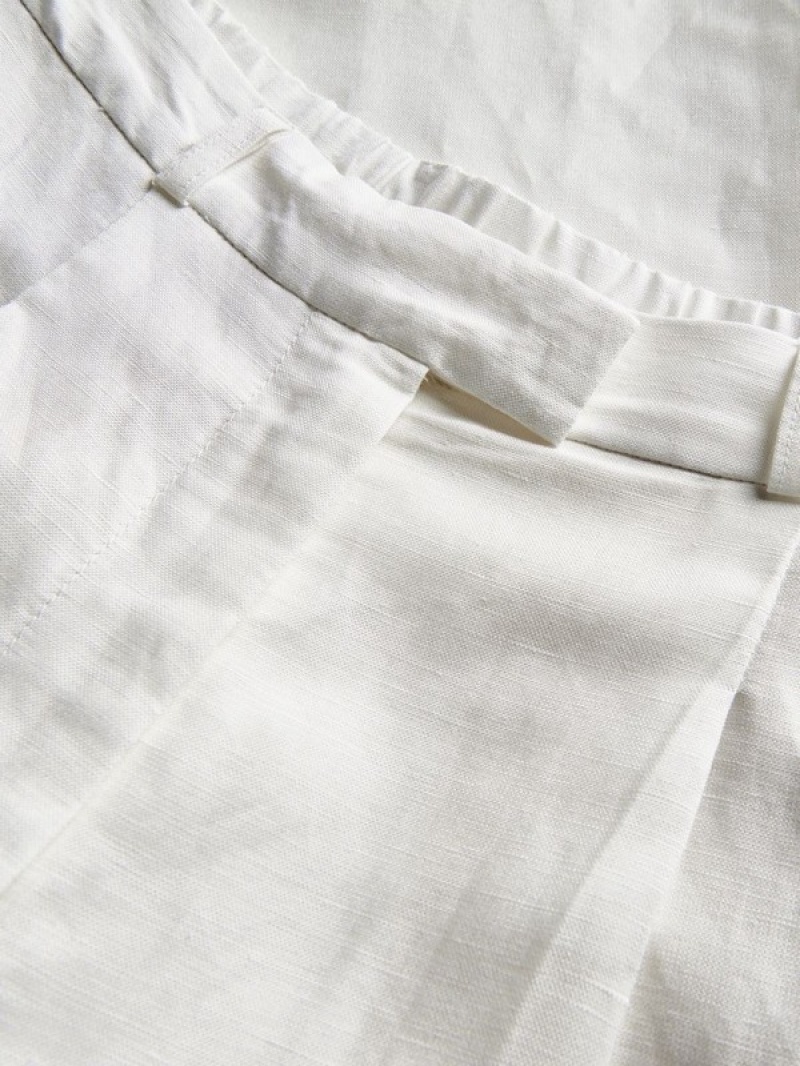 Reserved Linen And Viscose Blend Broek Dames Wit | WIXNS-1230