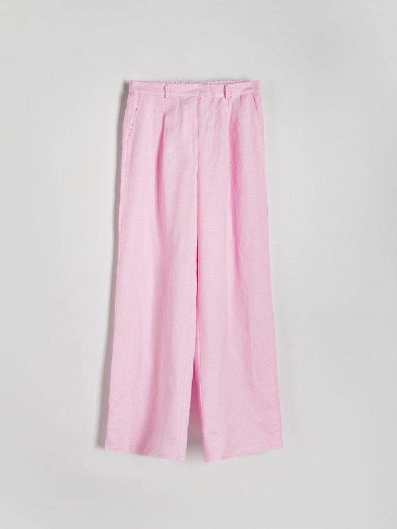 Reserved Linen And Viscose Blend Broek Dames Roze | CDFIT-9048