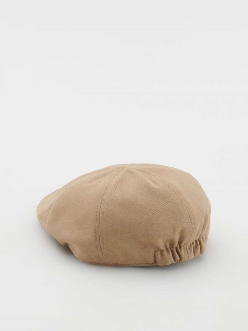 Reserved Linen Blend Platte Caps Heren Beige | CYIZX-7036