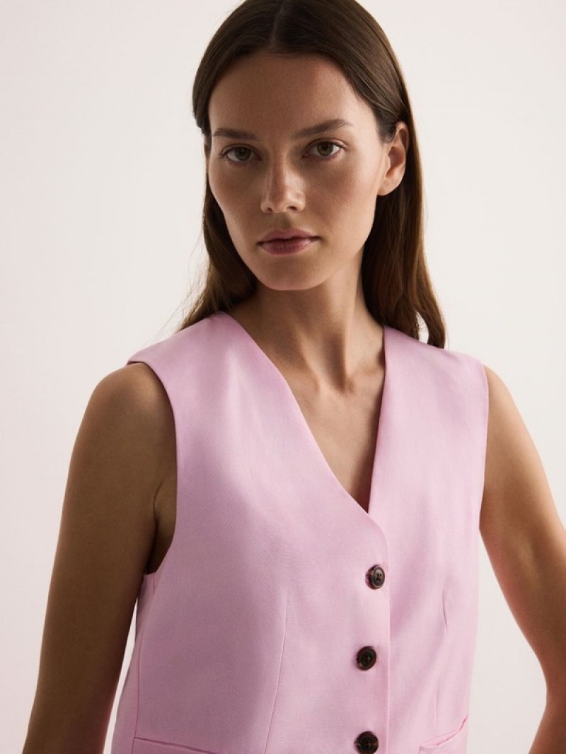 Reserved Linen Blend Vest Dames Roze | BMZUL-9586