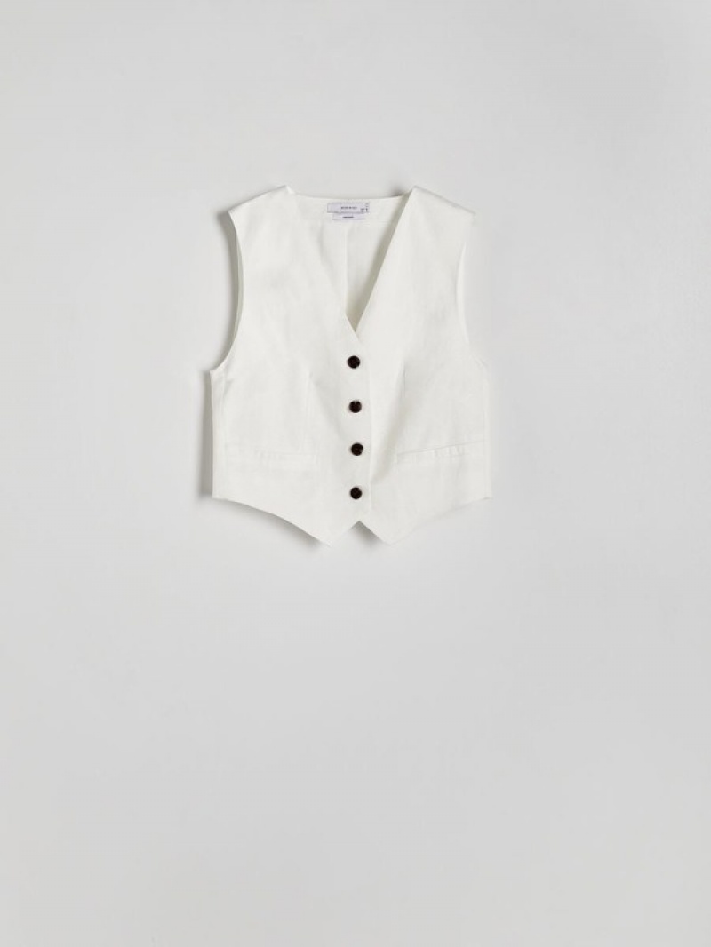 Reserved Linen Blend Vest Dames Wit | EIMLQ-6340