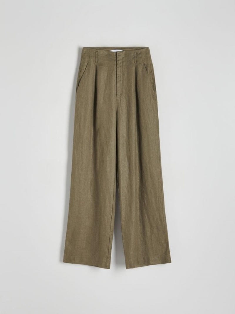 Reserved Linen Broek Dames Groen | YXTJA-4083