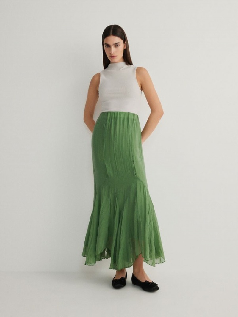 Reserved Lyocell Blend Maxi Rokken Dames Groen | PTUXQ-5194