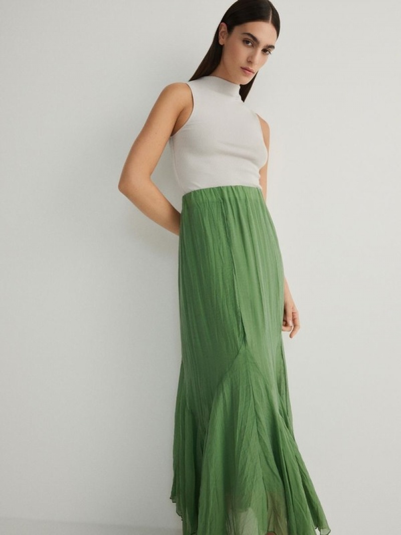 Reserved Lyocell Blend Maxi Rokken Dames Groen | PTUXQ-5194