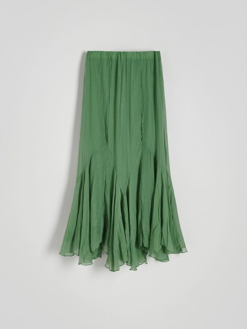 Reserved Lyocell Blend Maxi Rokken Dames Groen | PTUXQ-5194