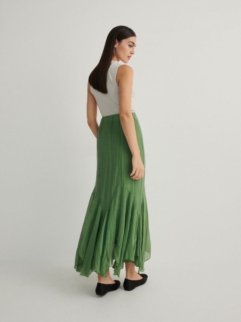 Reserved Lyocell Blend Maxi Rokken Dames Groen | PTUXQ-5194