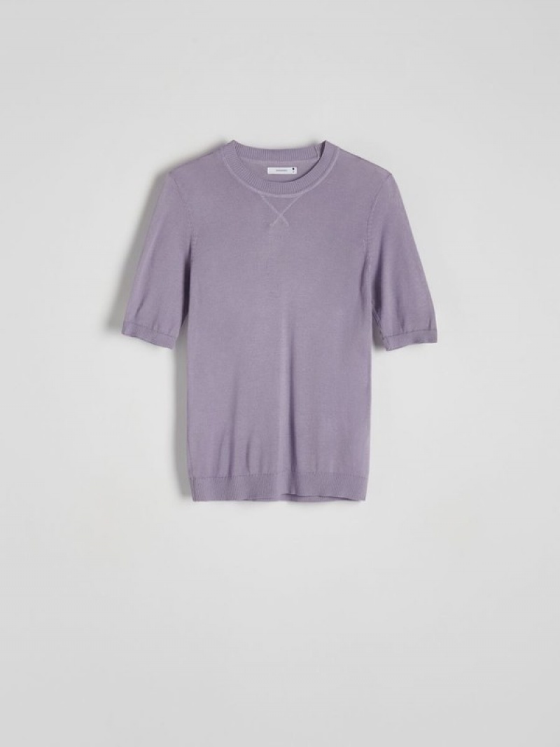 Reserved Lyocell Top Truien Dames Lavendel | KGANJ-3850