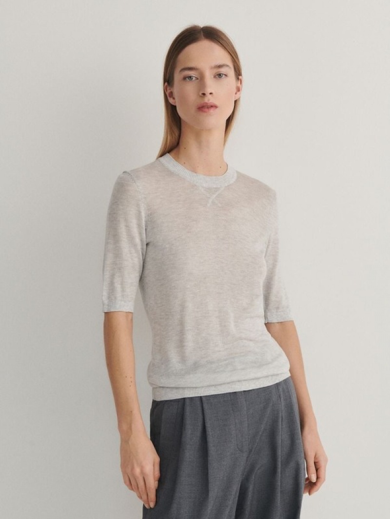 Reserved Lyocell Top Truien Dames Lichtgrijs | EHCNQ-5792