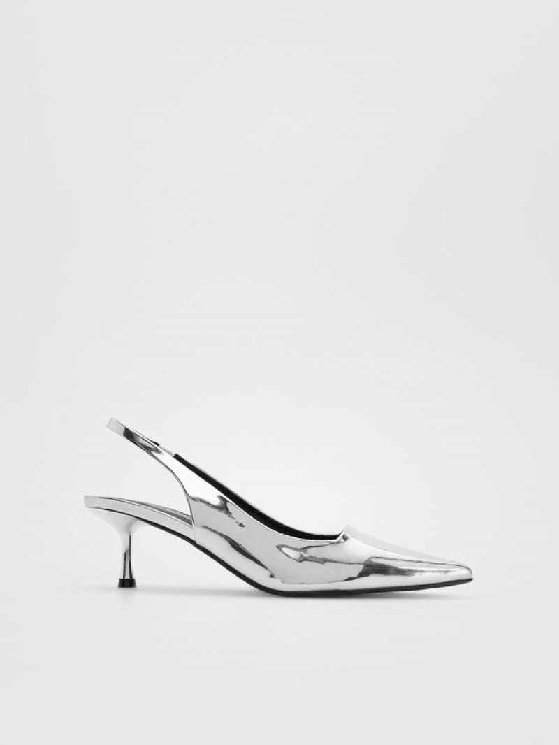 Reserved Metallised Slingback Pumps Hakken Dames Zilver | IEGMX-8614