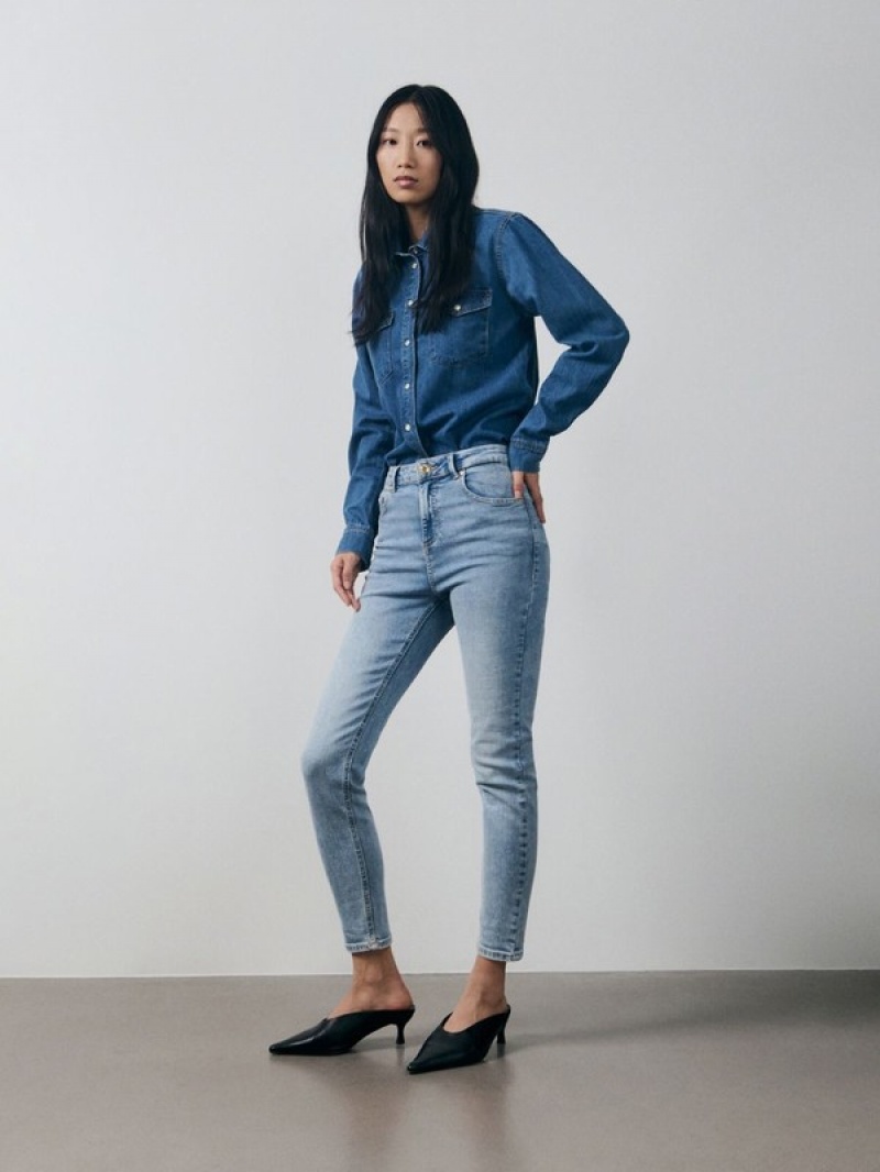 Reserved Mid Rise Slim Jeans Dames Blauw | QMWYF-9368