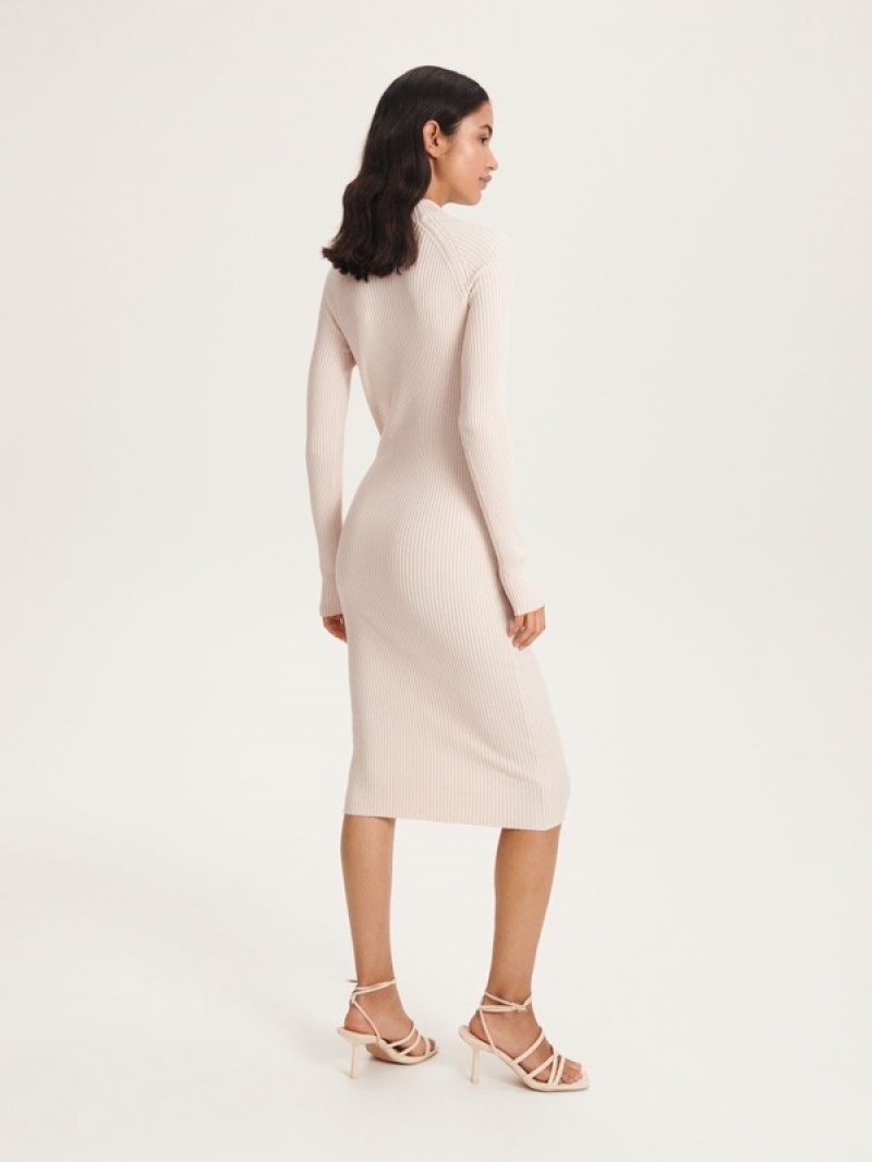 Reserved Midi Jurk Dames Beige | PKLER-6304