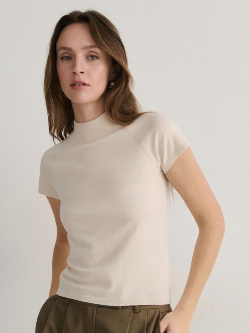 Reserved Mock Neck Truien Dames Beige | FWEYL-6380