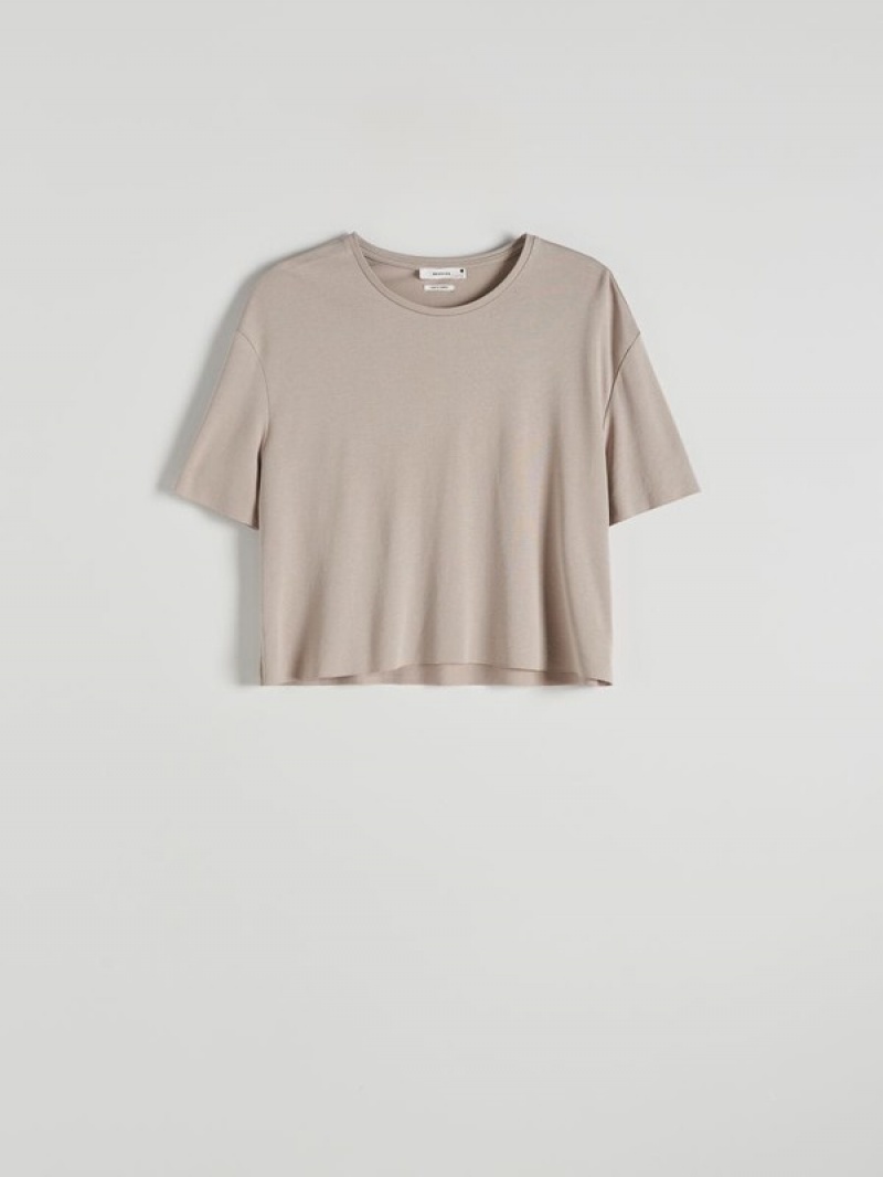 Reserved Modal Blend T-shirts Dames Koffie | GBDIC-8461