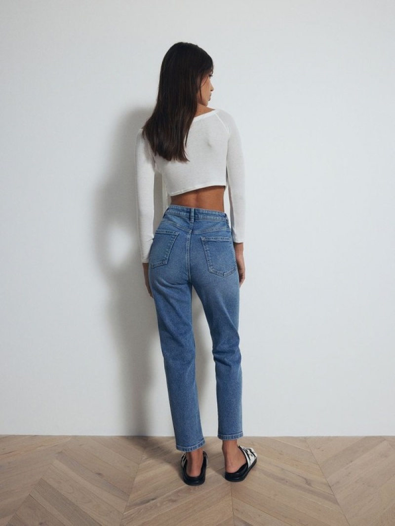 Reserved Mom Fit Slim Jeans Dames Blauw | BEOIN-7894