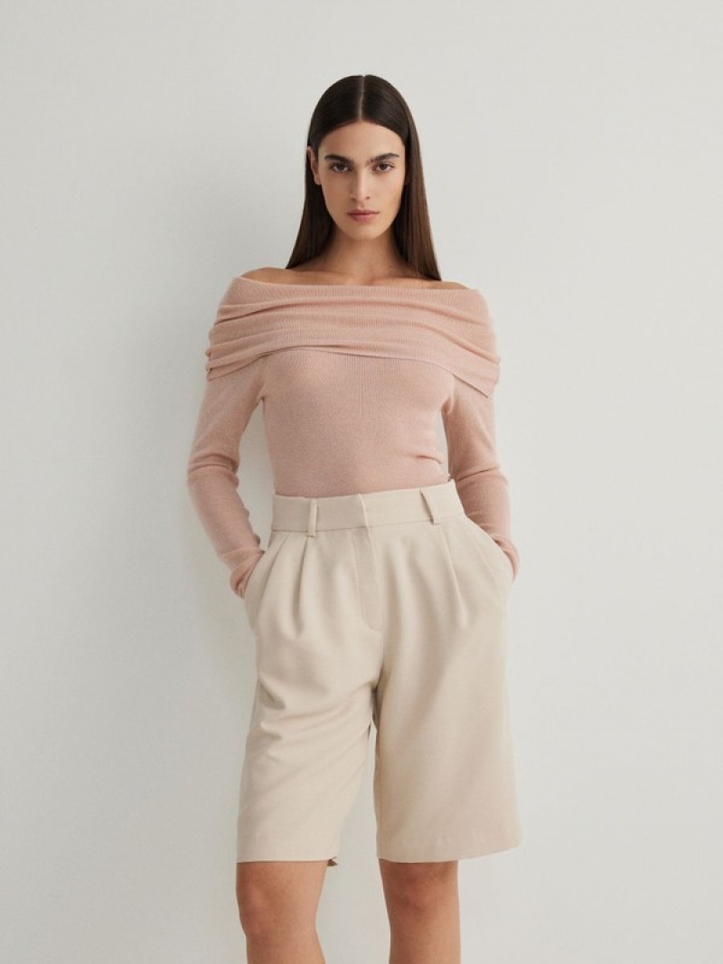 Reserved Off Shoulder Truien Dames Roze | JYNOQ-5973