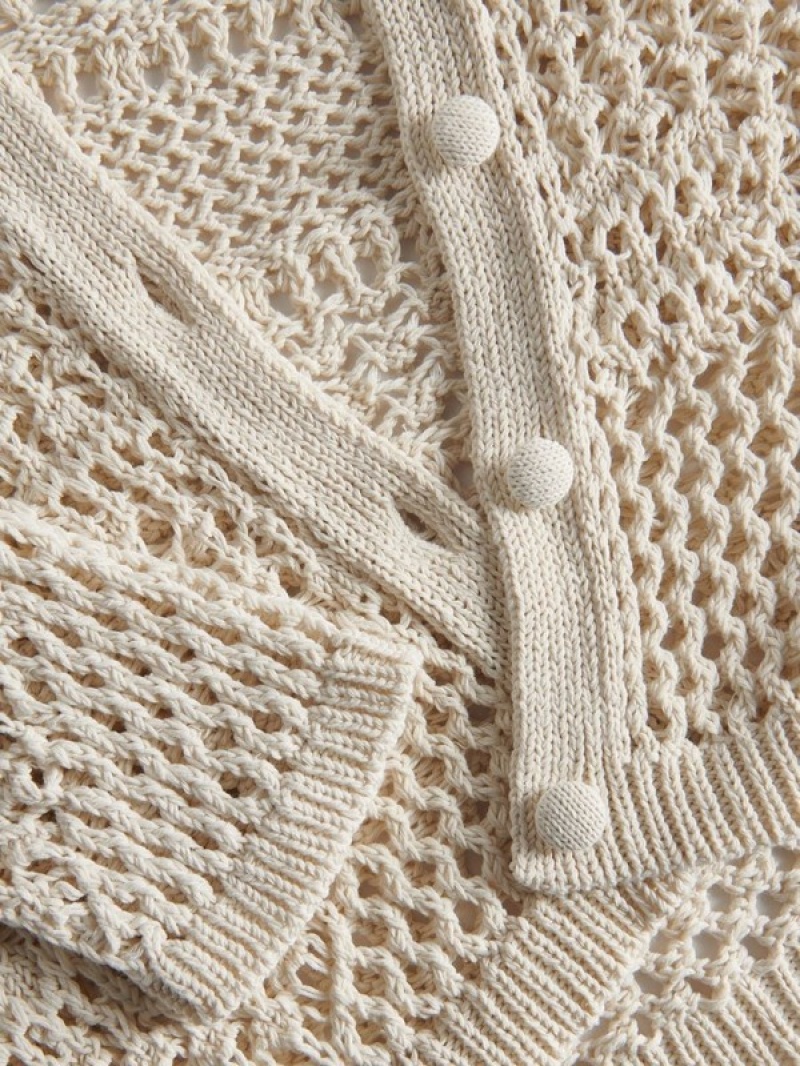 Reserved Openwork Cardigan Truien Dames Beige | QWMRT-7289